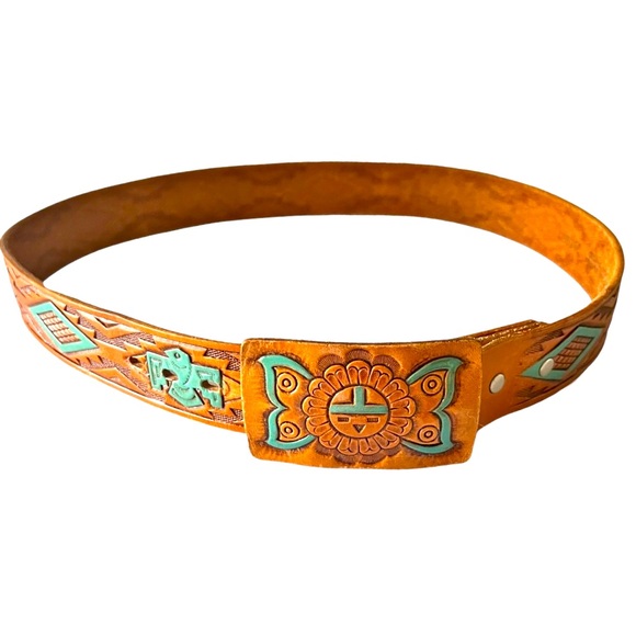 Vintage Brown Leather Hand painted belt - Picture 1 of 4